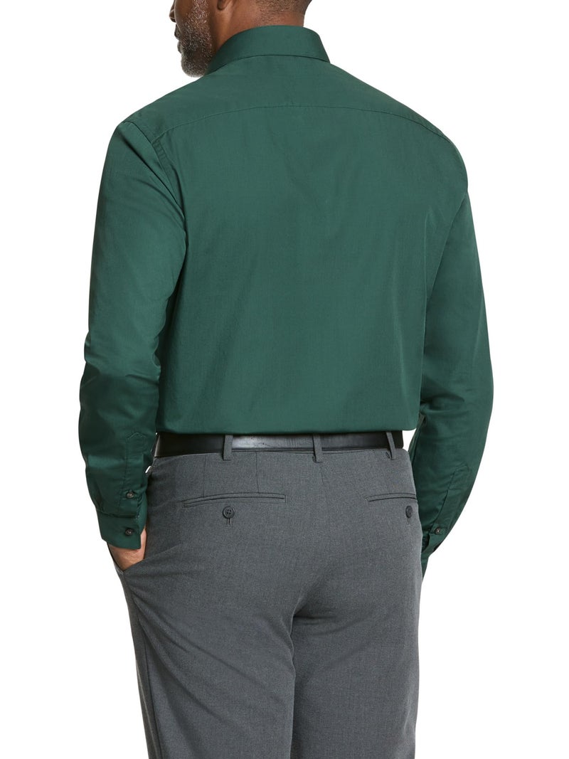 Van Heusen Men's Dress Shirt Regular Fit Poplin Solid, Dark Leaf, 18.5" Neck 36"-37" Sleeve - Image 2